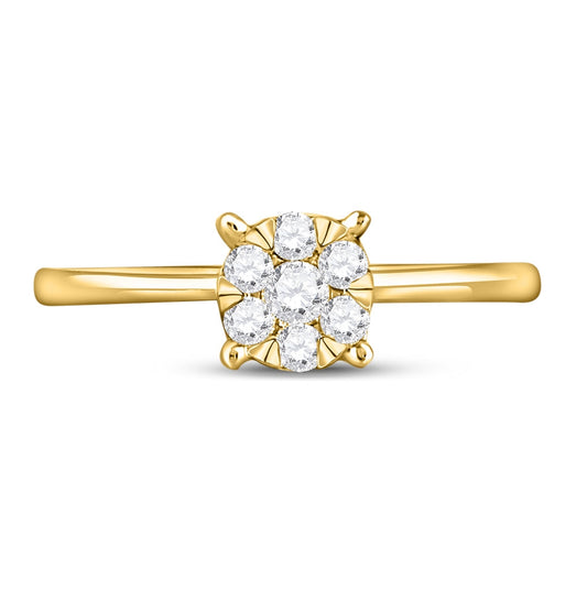 10K Yellow Gold Round Diamond Ring 0.25 ctw, Women's Sz: 5-10