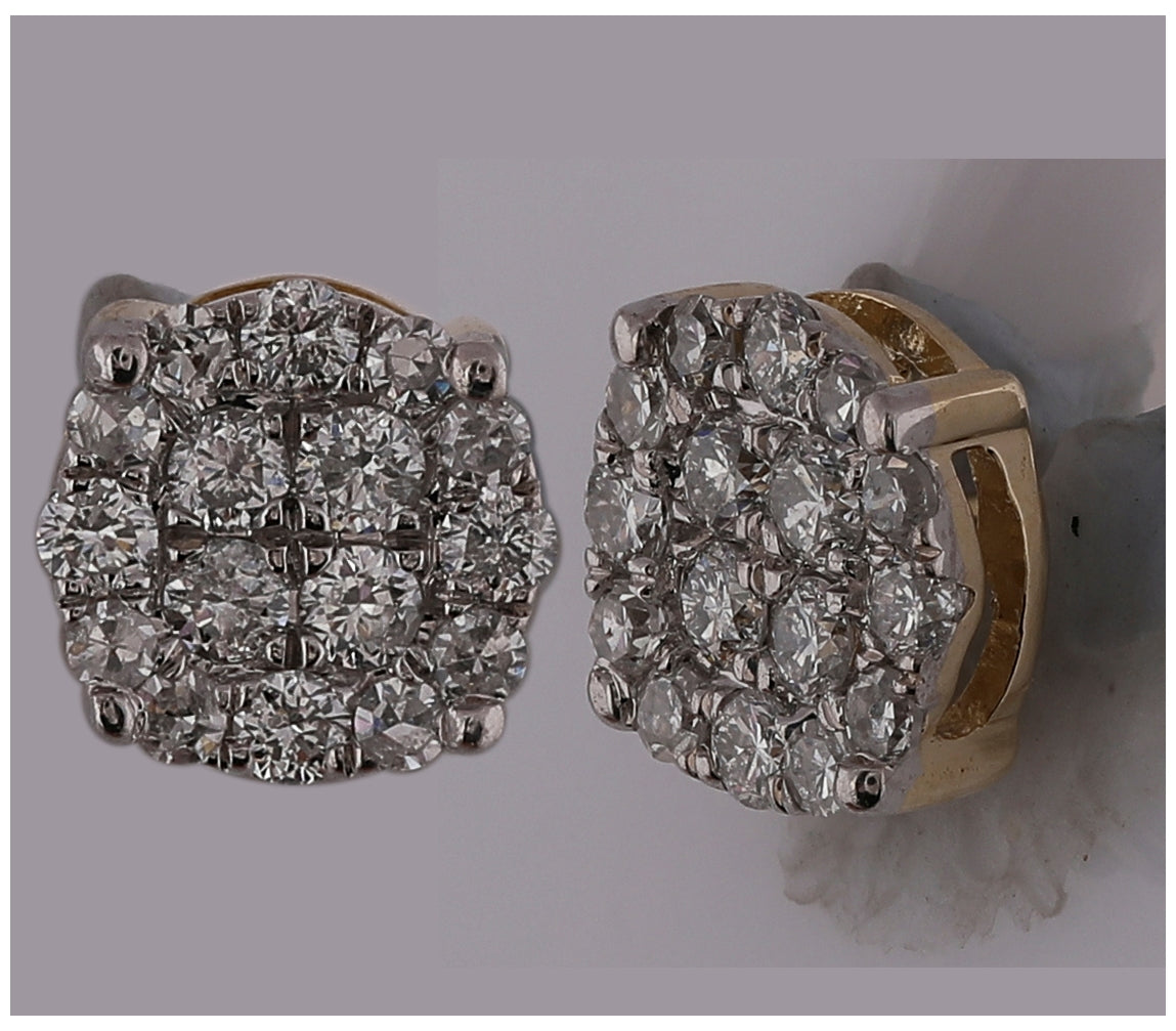 10K Yellow Or White Gold Round Diamond Cluster Earrings 1/4 Cttw, Length: 0.21 In, Width: 0.21 In
