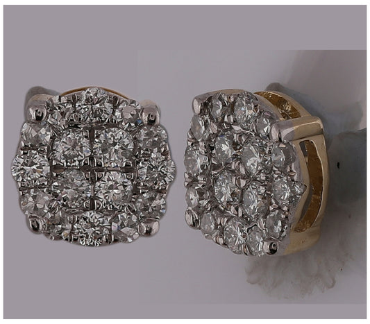 10K Yellow Or White Gold Round Diamond Cluster Earrings 1/4 Cttw, Length: 0.21 In, Width: 0.21 In