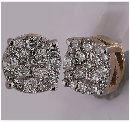 10K Yellow Gold Womens Round Diamond Cluster Earrings 1/4 Cttw, Length: 0.2 In, Width: 0.2 In