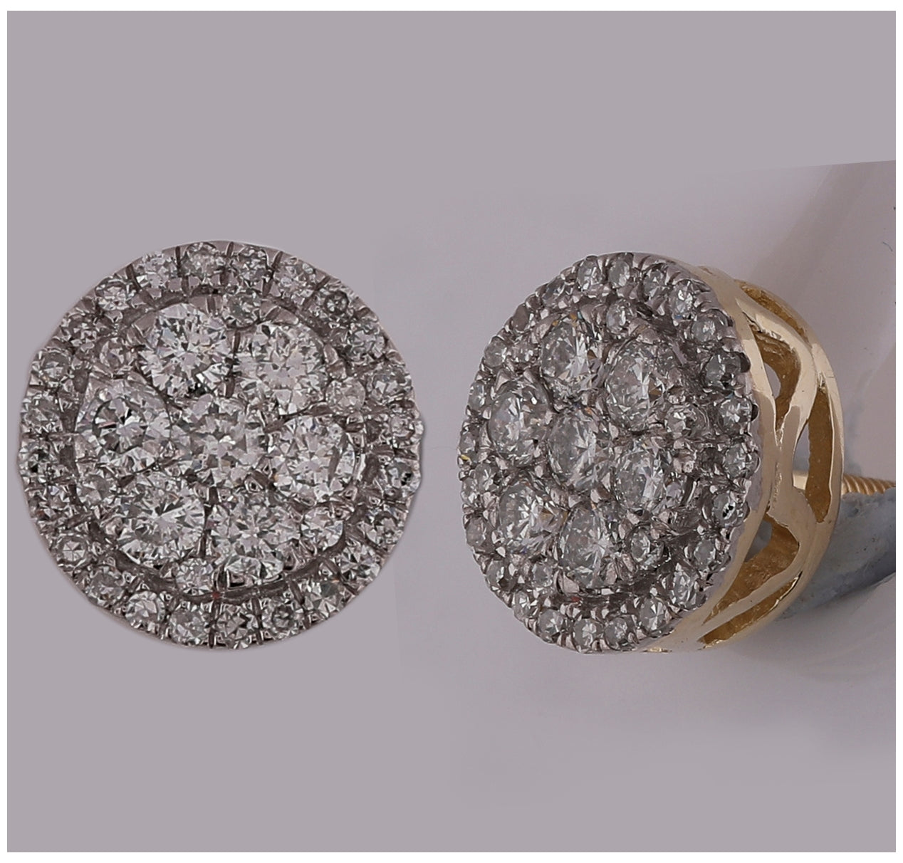 10K White Or Yellow Gold Womens Round Diamond Flower Cluster Earrings