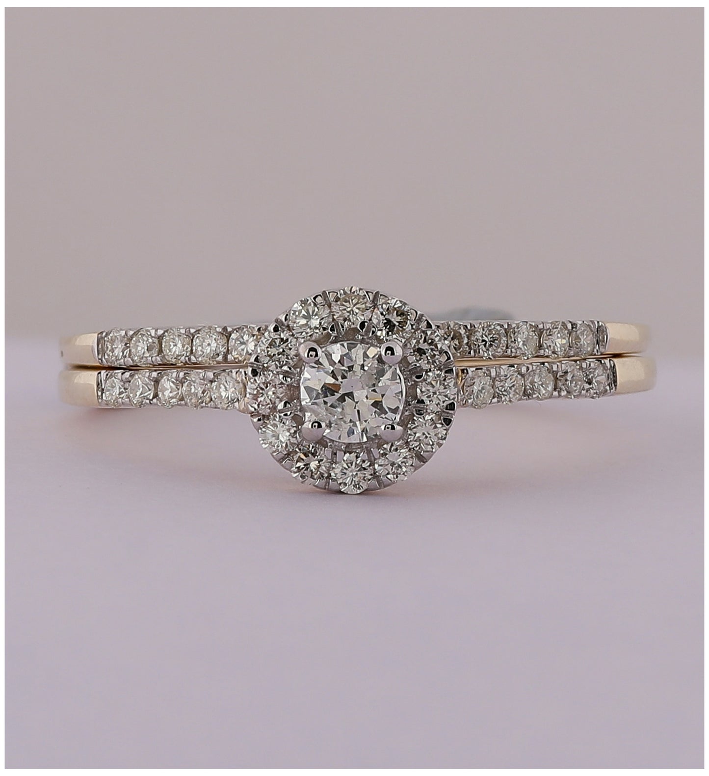 10K Yellow Gold Round Diamond Bridal Wedding Ring Band Set 1/2 Cttw, Womens Size: 5-10