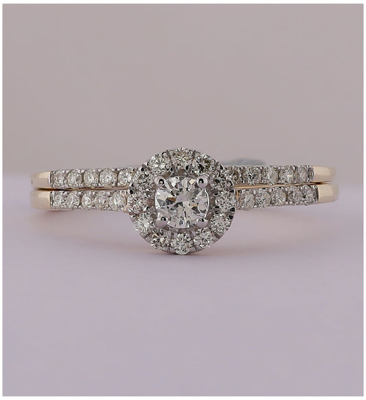 10K Yellow Gold Round Diamond Bridal Wedding Ring Band Set 1/2 Cttw, Womens Size: 5-10