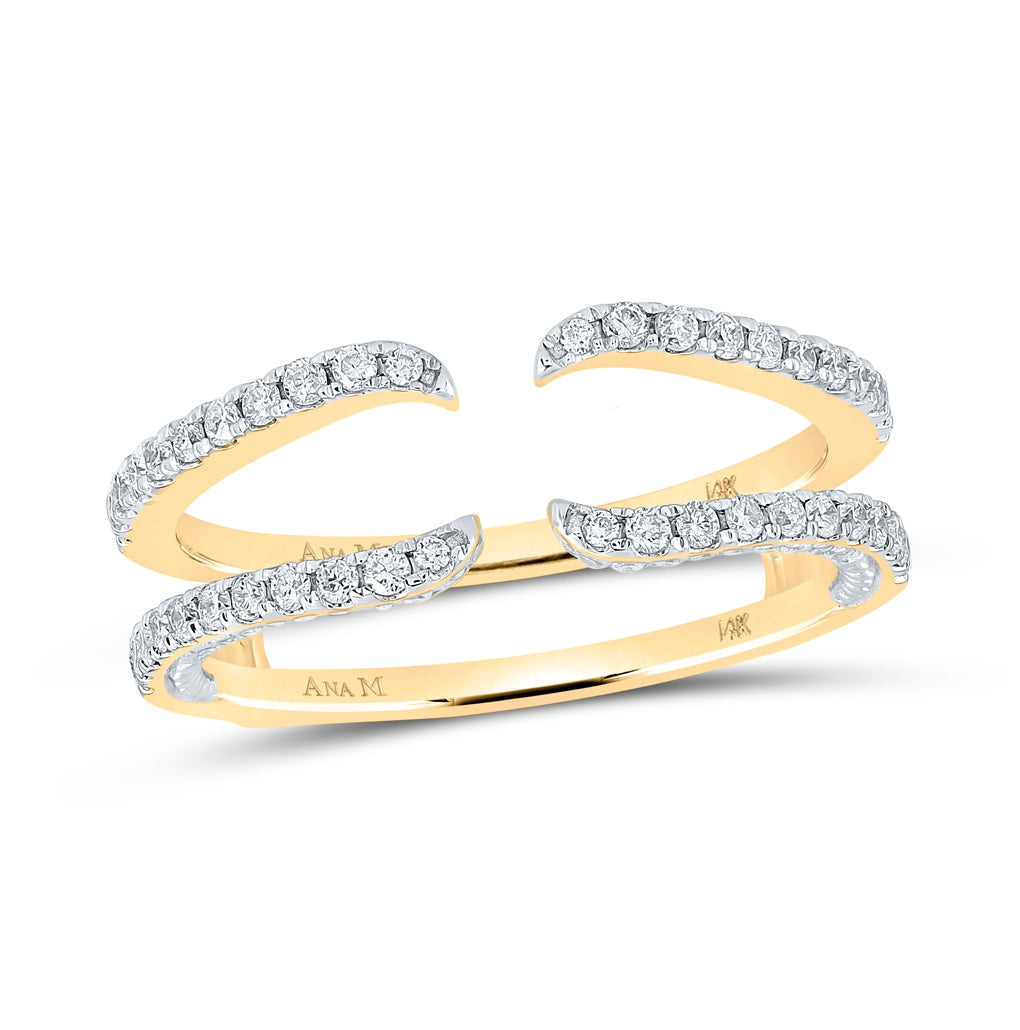 14K Yellow Gold Womens Round Diamond Wrap Ring Guard Enhancer 1/2 Cttw, Womens Size: 5-10