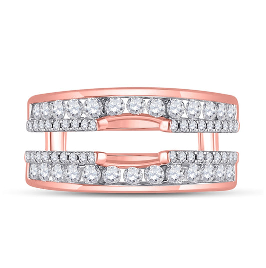 14K Rose Gold Womens Round Diamond Wrap Ring Guard Enhancer 1 Cttw, Womens Size: 5-10