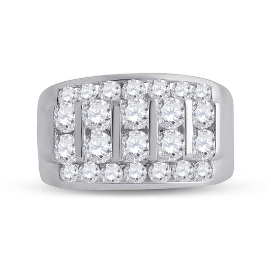 14K White Gold Mens Round Diamond Channel-Set Band Ring 3 Cttw, Mens Size: 7-13