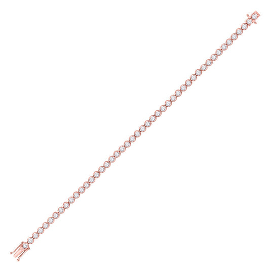 14K Rose Gold Womens Round Diamond Tennis Bracelet 4 Cttw