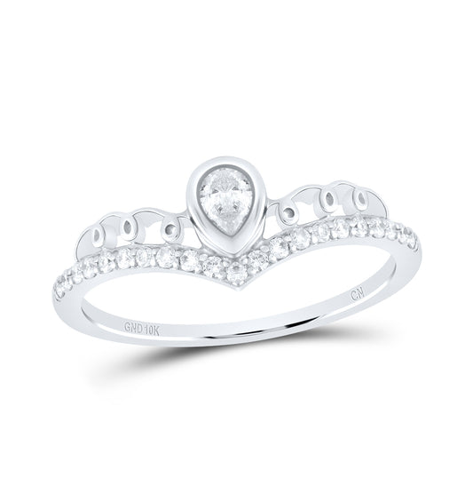 10K White Gold Womens Pear Diamond Chevron Band Ring 1/3 Cttw, Womens Size: 5-10