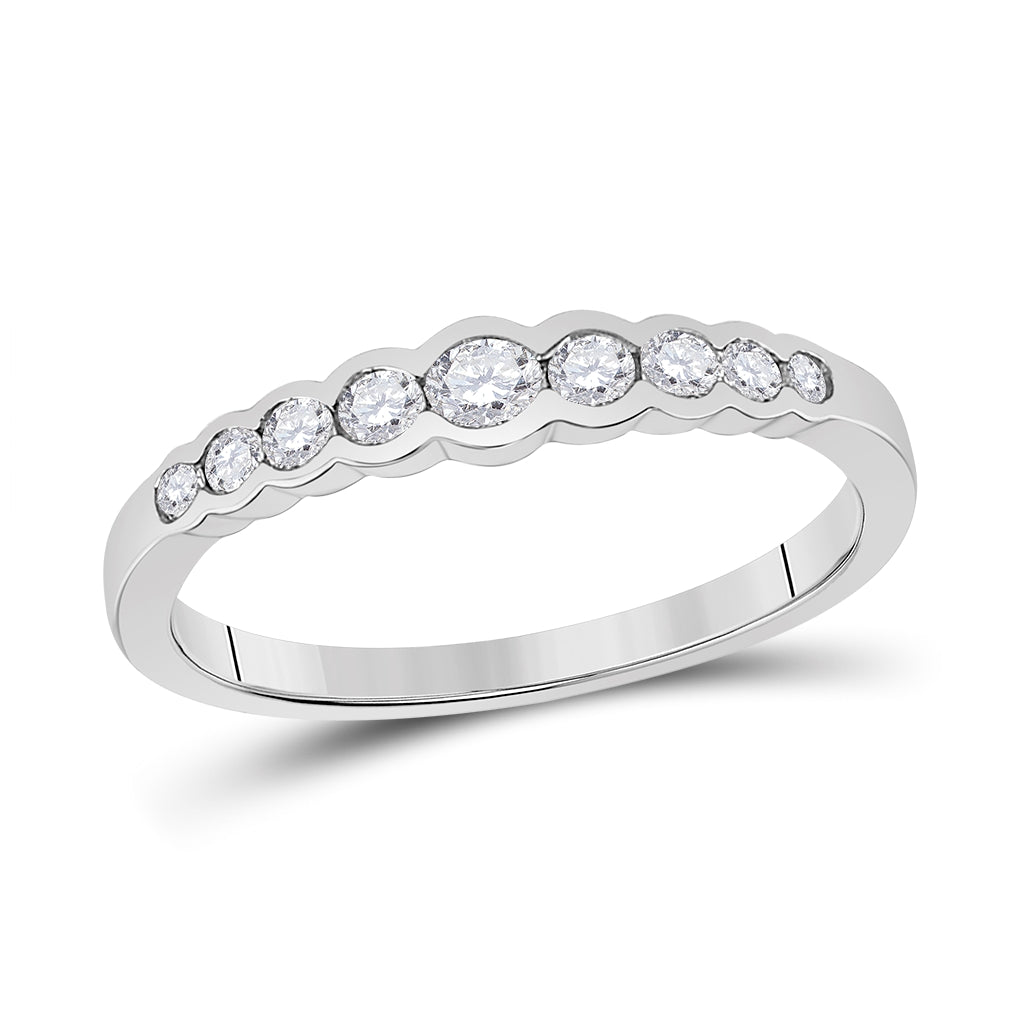 10K White Gold Womens Round Diamond Stackable Band Ring 1/3 Cttw, Womens Size: 5-10