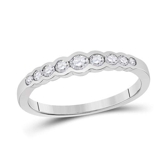 10K White Gold Womens Round Diamond Stackable Band Ring 1/3 Cttw, Womens Size: 5-10