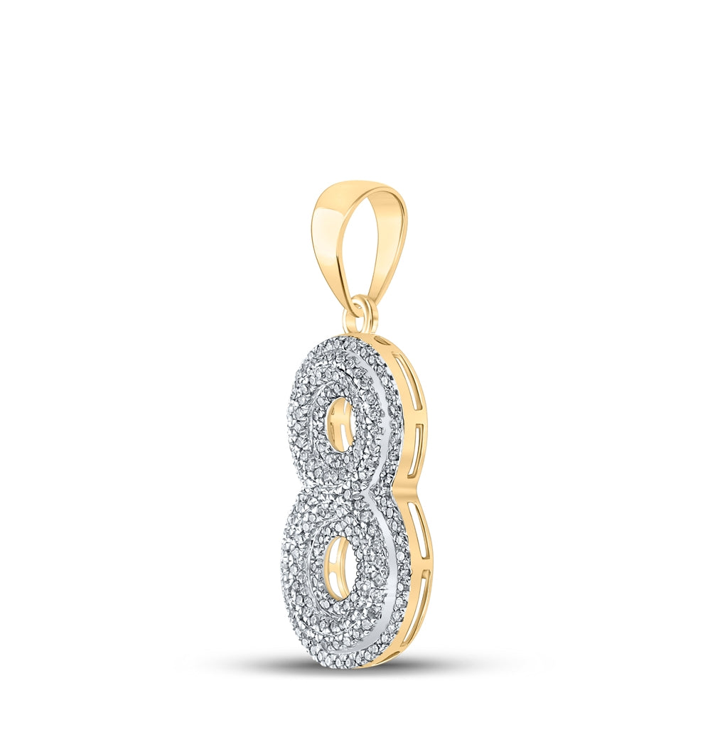 10K Yellow Gold Mens Round Diamond Number Charm Pendant
