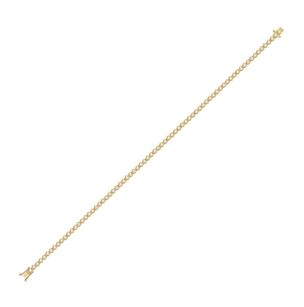 10K Yellow Or Rose Gold Womens Round Diamond Studded Tennis Bracelet