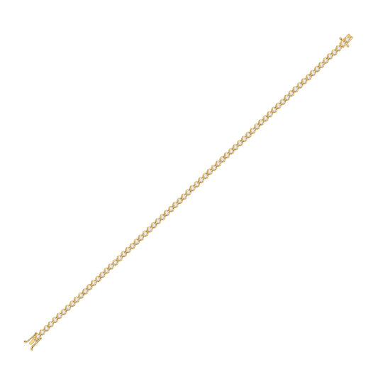 10K Yellow Or Rose Gold Womens Round Diamond Studded Tennis Bracelet