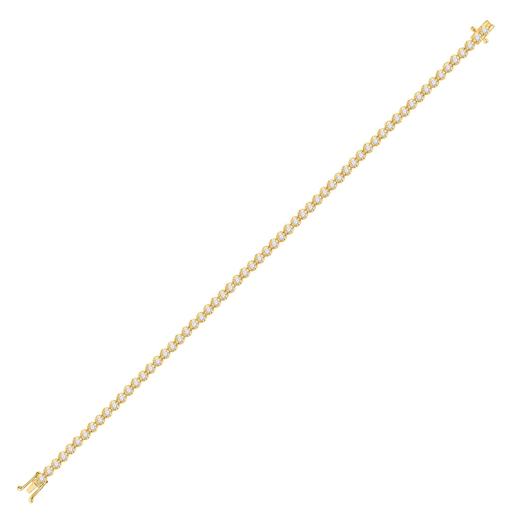 10K Yellow Or Rose Gold Womens Round Diamond Studded Tennis Bracelet