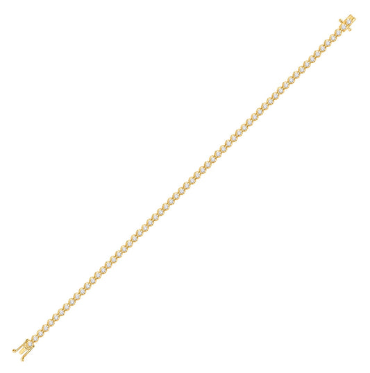 10K Yellow Or Rose Gold Womens Round Diamond Studded Tennis Bracelet