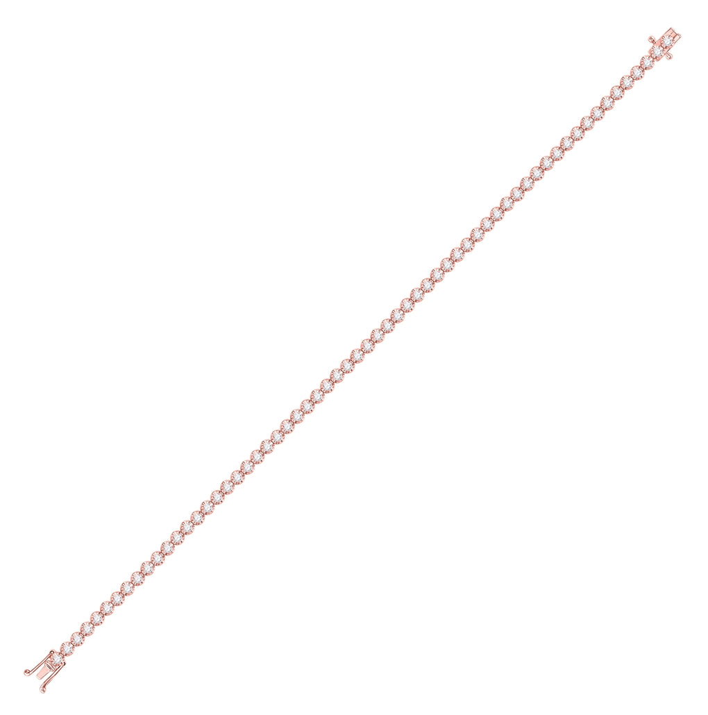 10K Yellow Or Rose Gold Womens Round Diamond Studded Tennis Bracelet