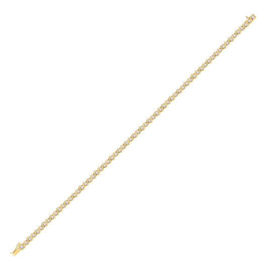10K Yellow Gold Womens Round Diamond Tennis Bracelet 1 Cttw