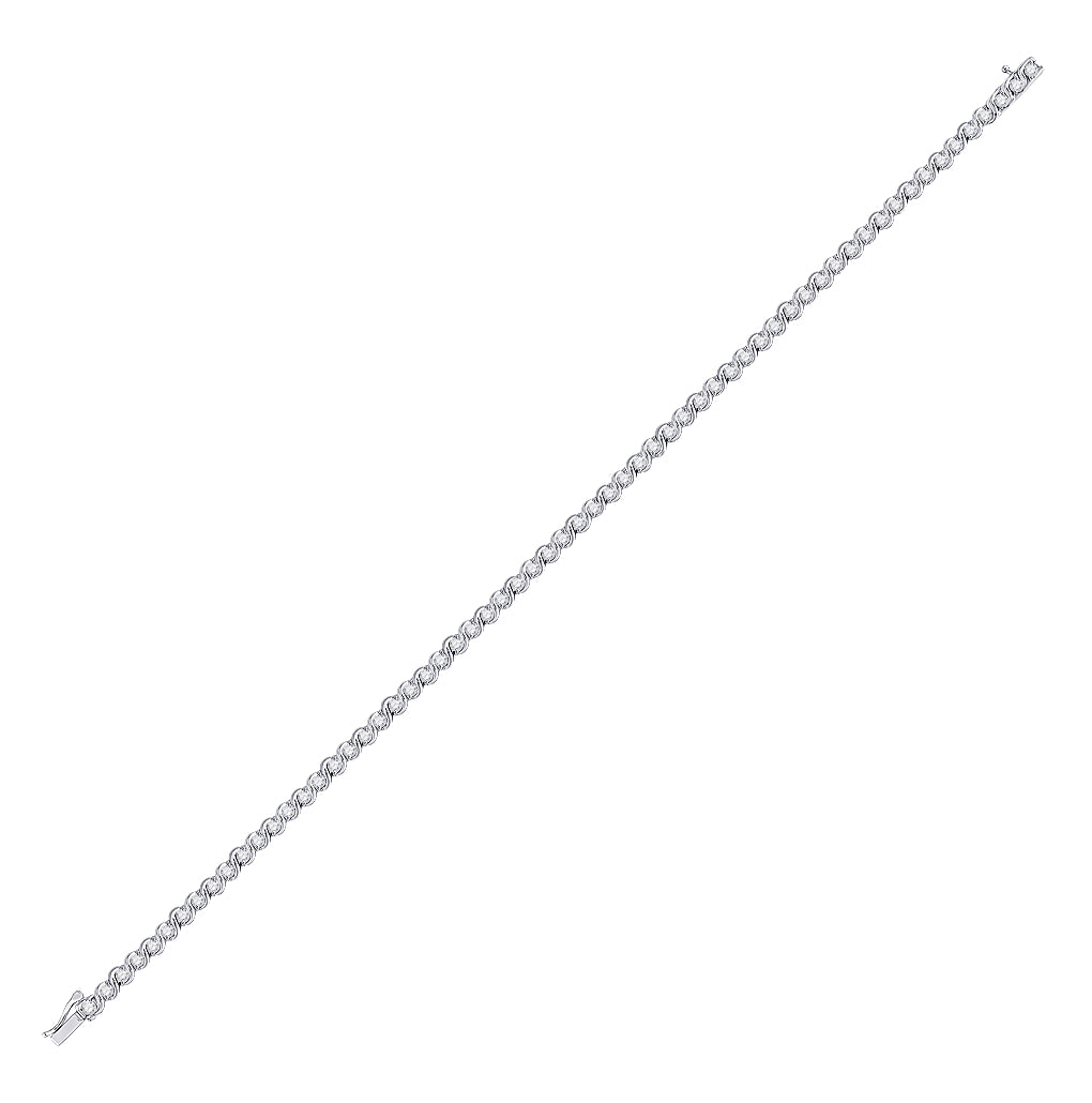 10K White Gold Womens Round Diamond Classic Tennis Bracelet 1ctw