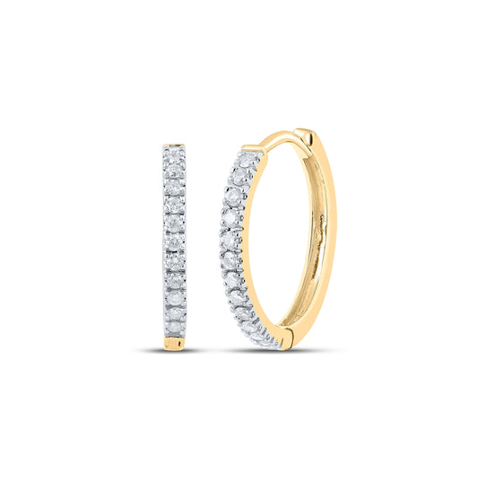 10K Yellow Gold Womens Round Diamond Hoop Earrings 1/2 Cttw