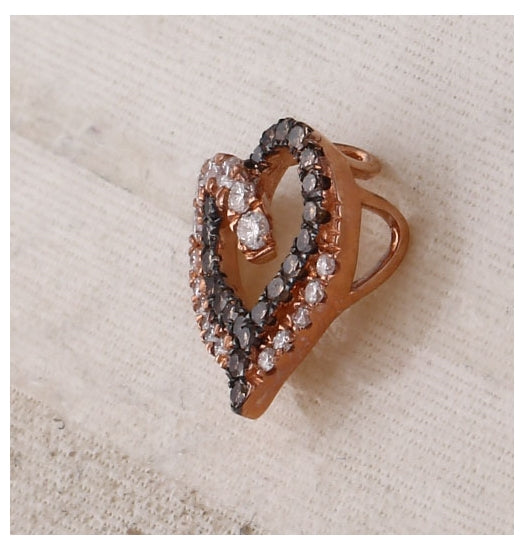 10K Rose Gold Womens Round Brown Diamond Heart Pendant 1/3 Cttw