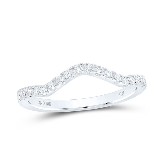 10K White Gold Womens Round Diamond Wedding Curved Enhancer Band 1/5 Cttw, Womens Size: 5-10