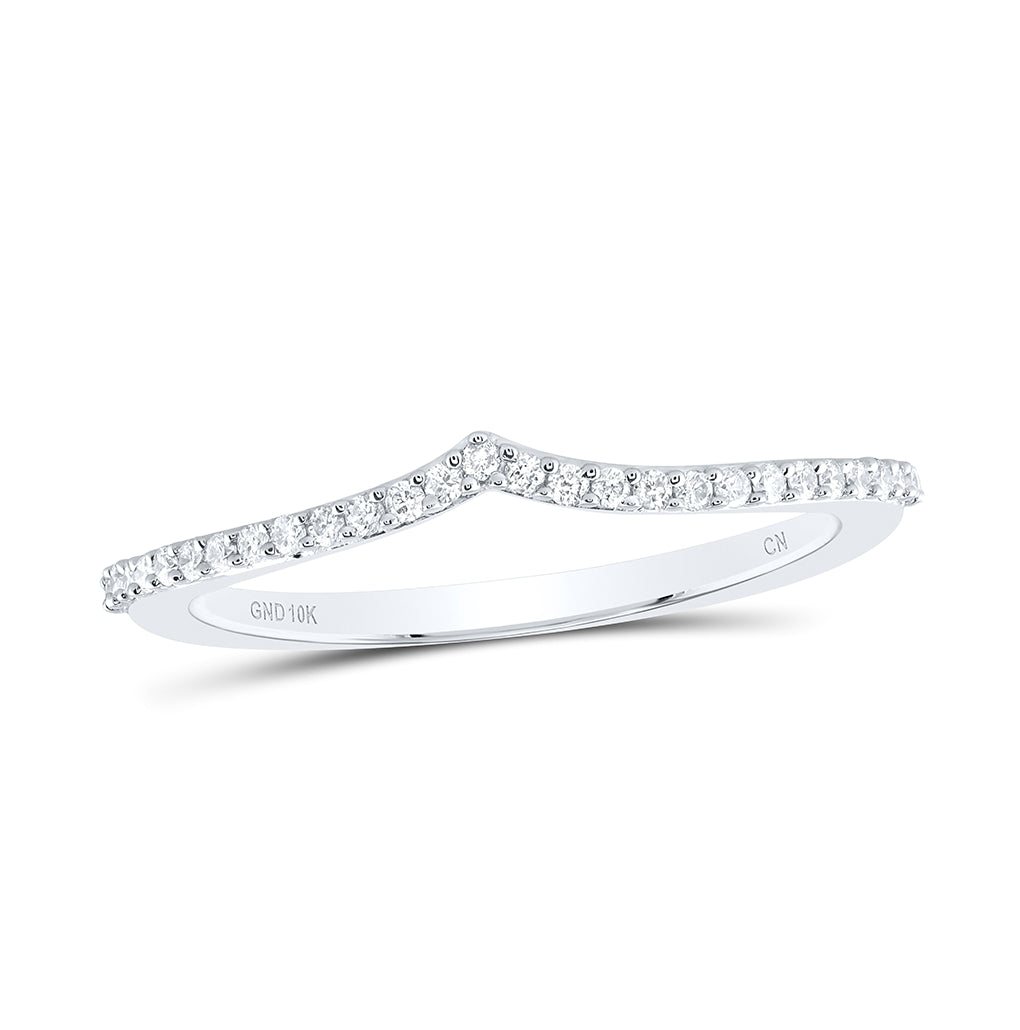 10K White Gold Womens Round Diamond Chevron Stackable Band Ring 1/6ctw, Womens Size: 5-10
