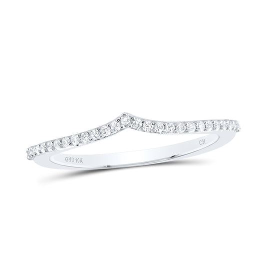 10K White Gold Womens Round Diamond Chevron Stackable Band Ring 1/6ctw, Womens Size: 5-10