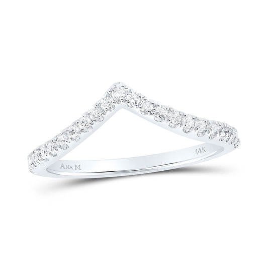 10K White Gold Womens Round Diamond Chevron Stackable Band Ring 1/5ctw, Womens Size: 5-10