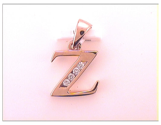 10kt Rose Gold 1/20ctw Diamond Initial-""z"" Pendant
