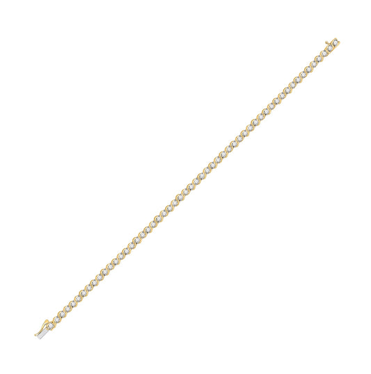 10K Two-tone Gold Womens Round Diamond Tennis Bracelet 2 Cttw