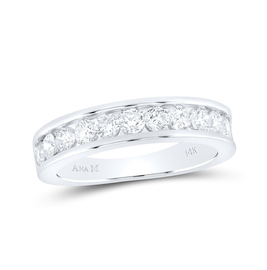 14K White Gold Womens Round Diamond Wedding Single Row Band 1ctw, Womens Size: 5-10