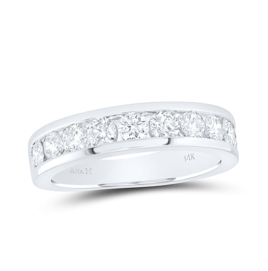 14kt White Gold Womens Round Diamond Wedding Single Row Band 1-3/4 Cttw