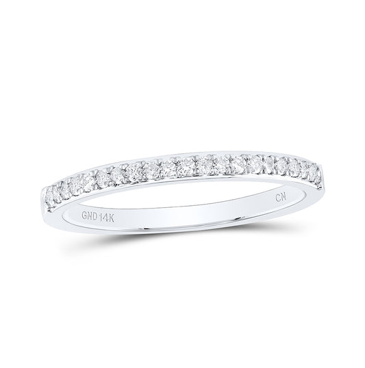 14K White Gold Womens Round Diamond Wedding Single Row Band 1/6ctw, Women's Size: 5-10