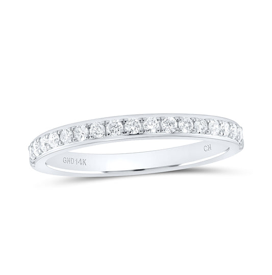14K White Gold Womens Round Diamond Wedding Single Row Band 1/4ctw, Womens Size: 5-10
