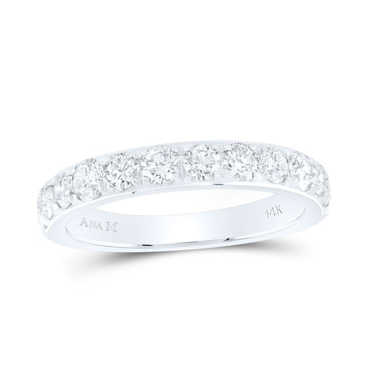 14K White Gold Womens Round Diamond Wedding Single Row Band 1 Cttw, Womens Size: 5-10