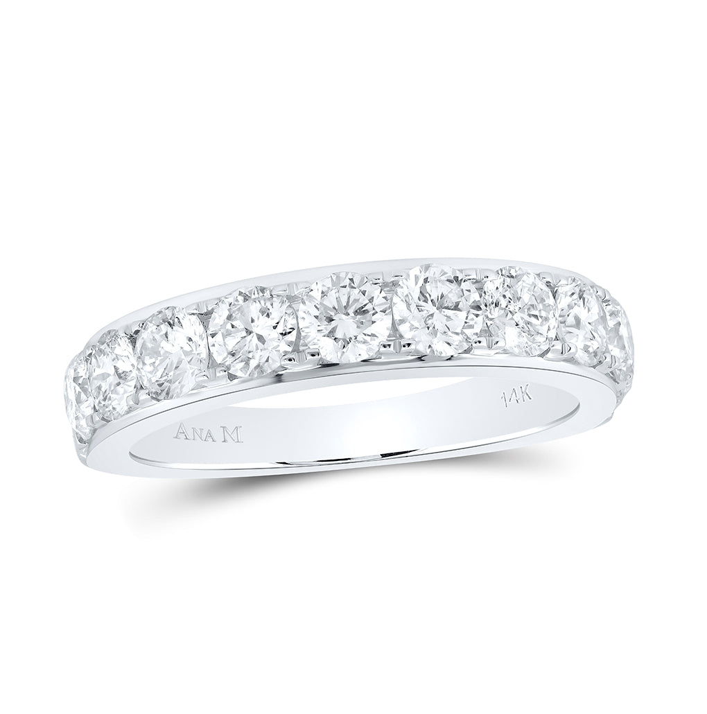 14K White Gold Womens Round Diamond Single Row Band Ring 1-3/4 Cttw, Womens Size: 5-10