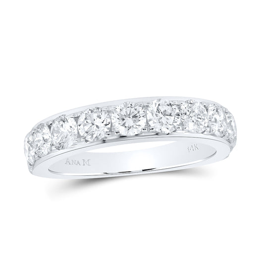 14K White Gold Womens Round Diamond Single Row Band Ring 1-3/4 Cttw, Womens Size: 5-10