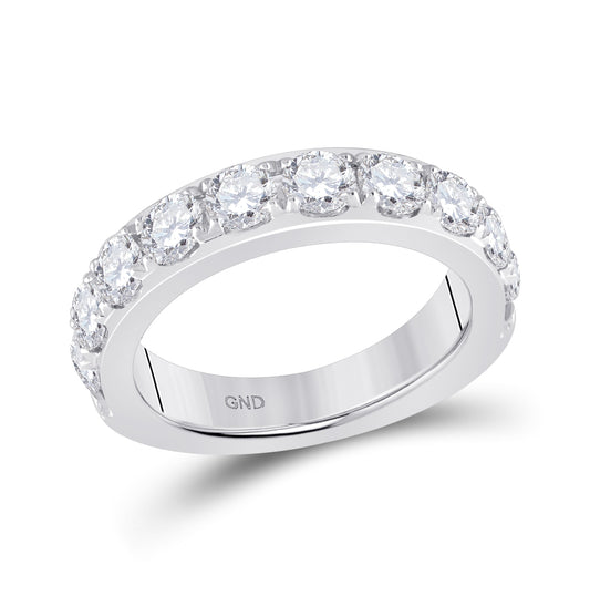 14K White Gold Womens Round Diamond Single Row Band Ring 2 Cttw, Womens Size: 5-10