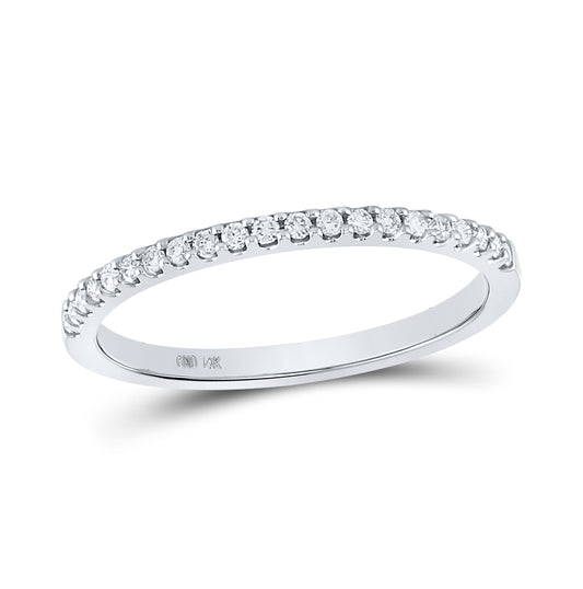 14K White Gold Womens Round Diamond Wedding Single Row Band 1/6ctw, Womens Size: 5-10