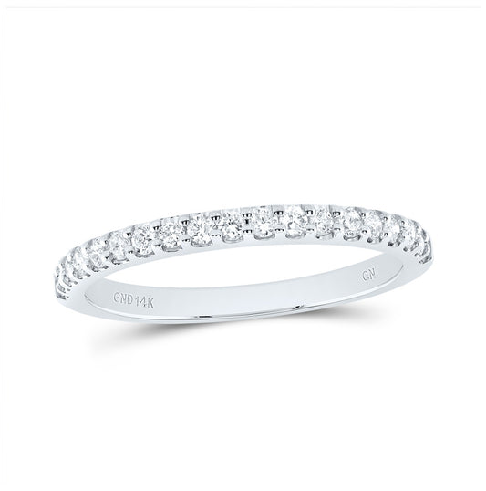 14K White Gold Womens Round Diamond Wedding Single Row Band 1/4 Cttw, Womens Size: 5-10