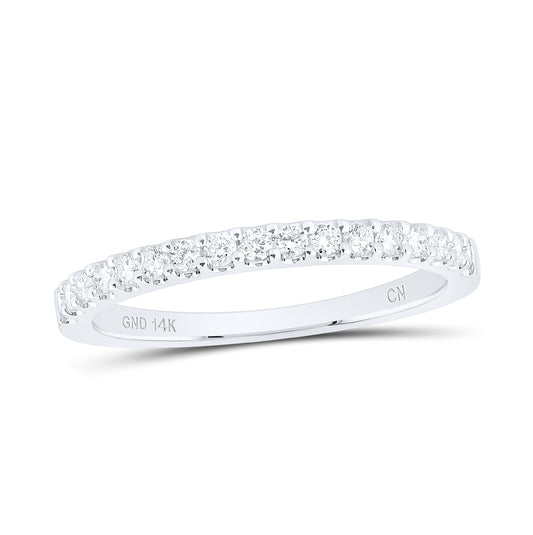 14K White Gold Womens Round Diamond Wedding Single Row Band 1/3 Cttw, Womens Size: 5-10