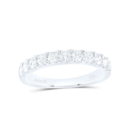 14K White Gold Womens Round Diamond Wedding Single Row Band 3/4ctw, Womens Size: 5-10