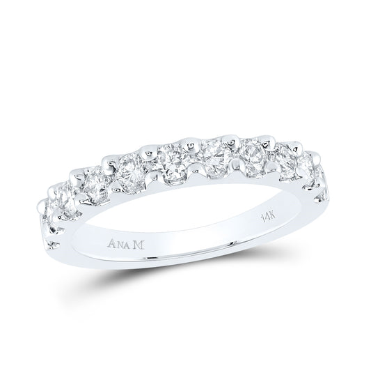 14K White Gold Womens Round Diamond Wedding Single Row Band 7/8 Cttw, Womens Size: 5-10