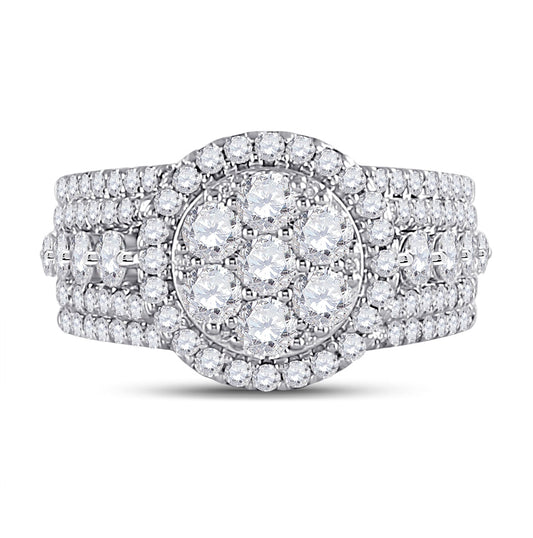 14K Rose Gold Round Diamond Cluster Bridal Wedding Engagement Ring 2 Cttw, Womens Size: 5-10