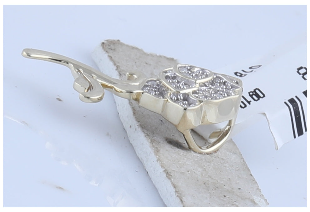 10K Yellow Gold Womens Round Diamond Rose Flower Pendant 1/10 Cttw