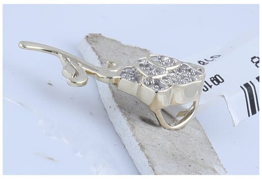 10K Yellow Gold Womens Round Diamond Rose Flower Pendant 1/10 Cttw