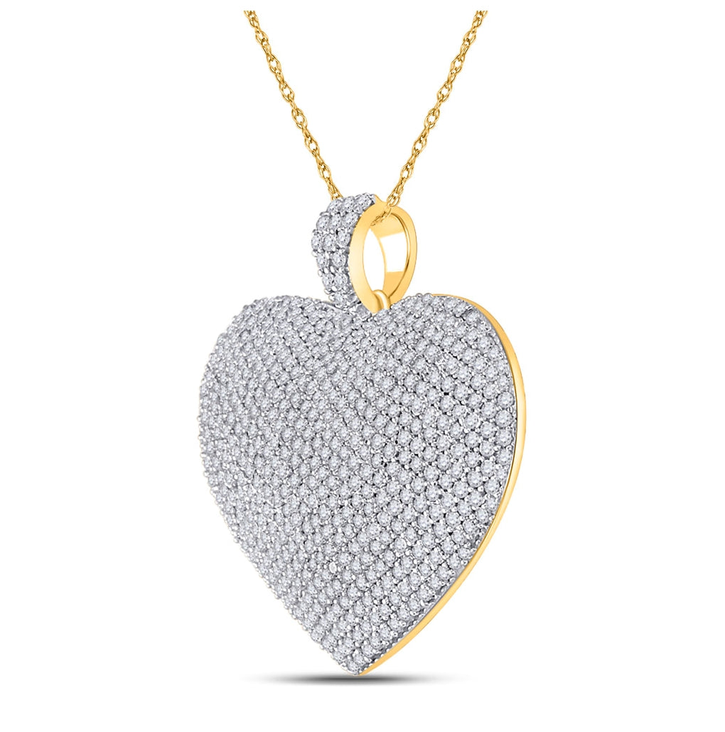 14K Yellow Gold Womens Round Diamond Charmed Heart Pendant 2 Cttw, Length: 1.14 In, Width: 1.24 In