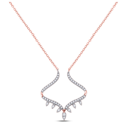 14K Rose Gold Womens Round Diamond Fashion Necklace 1/4 Cttw, Length: 17.5 In
