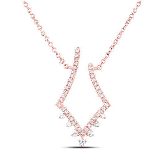 14K Rose Gold Womens Round Diamond Fashion Necklace 1/4 Cttw, Length: 17.99 In
