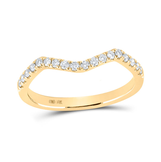 10K Yellow Gold Womens Round Diamond Wedding Curved Enhancer Band 1/5 Cttw, Womens Size: 5-10